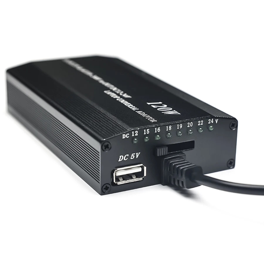 Adjustable 120W 220v 110v to 12V 15V 16V 18V 19V 20V 22V 24V Car Charger Universal AC DC Adapter Power Supply usb Notebook