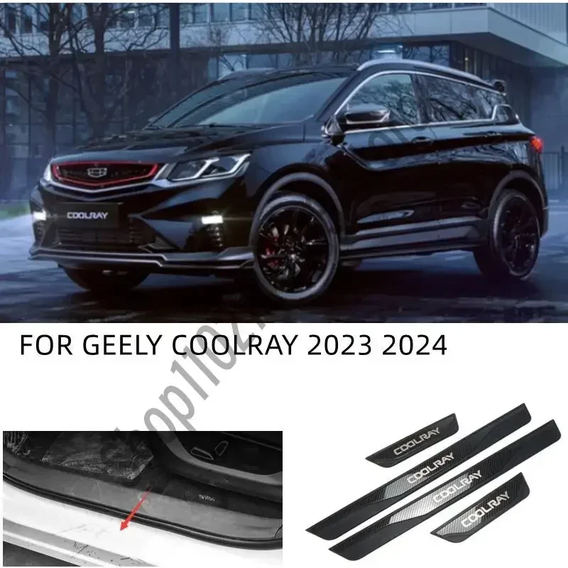 For GEELY COOLRAY 2023-2024 Car Door Sill Scuff Plate Welcome Pedal Protection Pad Guard Car Styling Accessories