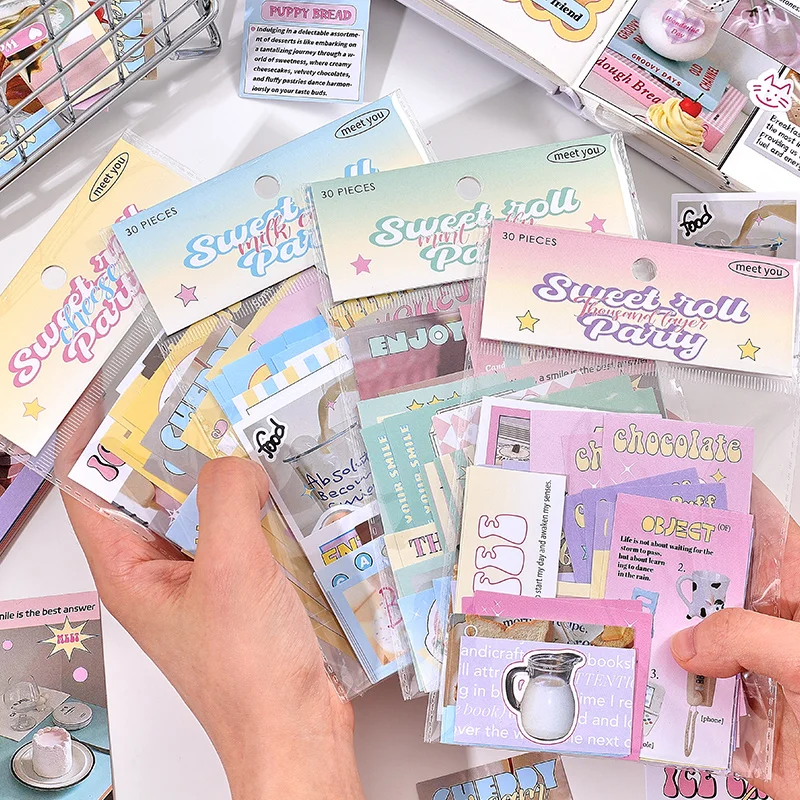 30Pcs/pack Cute Magazine Scrapbooking Stickers Book DIY Junk Journal Material Decoration Album Diary Stationery supplies