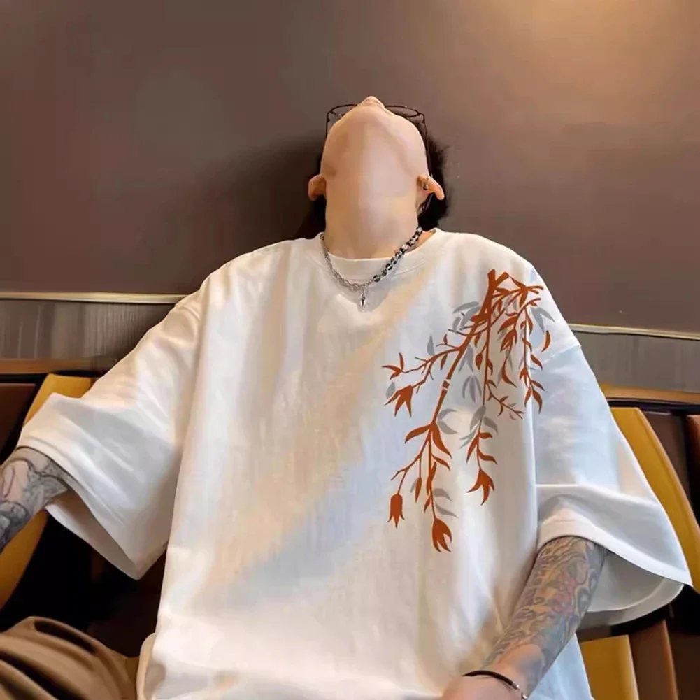 

Printed Tees Daily Holiday Men's T-shirt Tops Daily Holiday Loose Male Regular Length Short Sleeve Slight Stretch