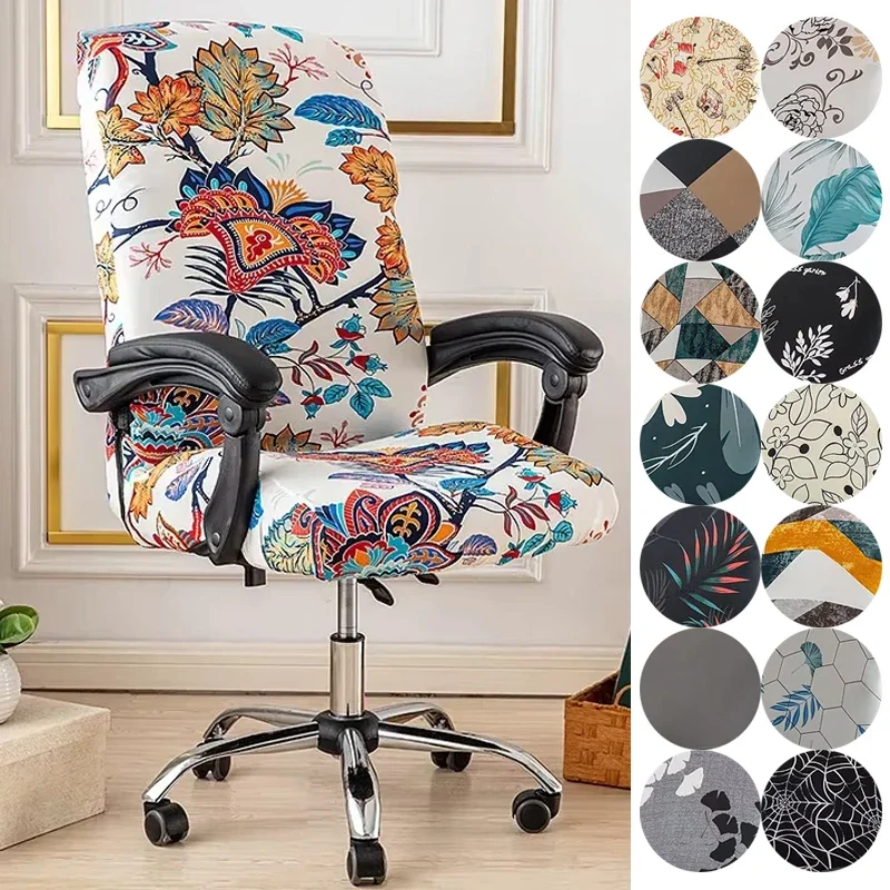 

1PC Elastic Computer Office Chair Cover Floral Printed Anti-dirty Rotating Stretch Gaming Desk Seat Chair Slipcover for Armchair