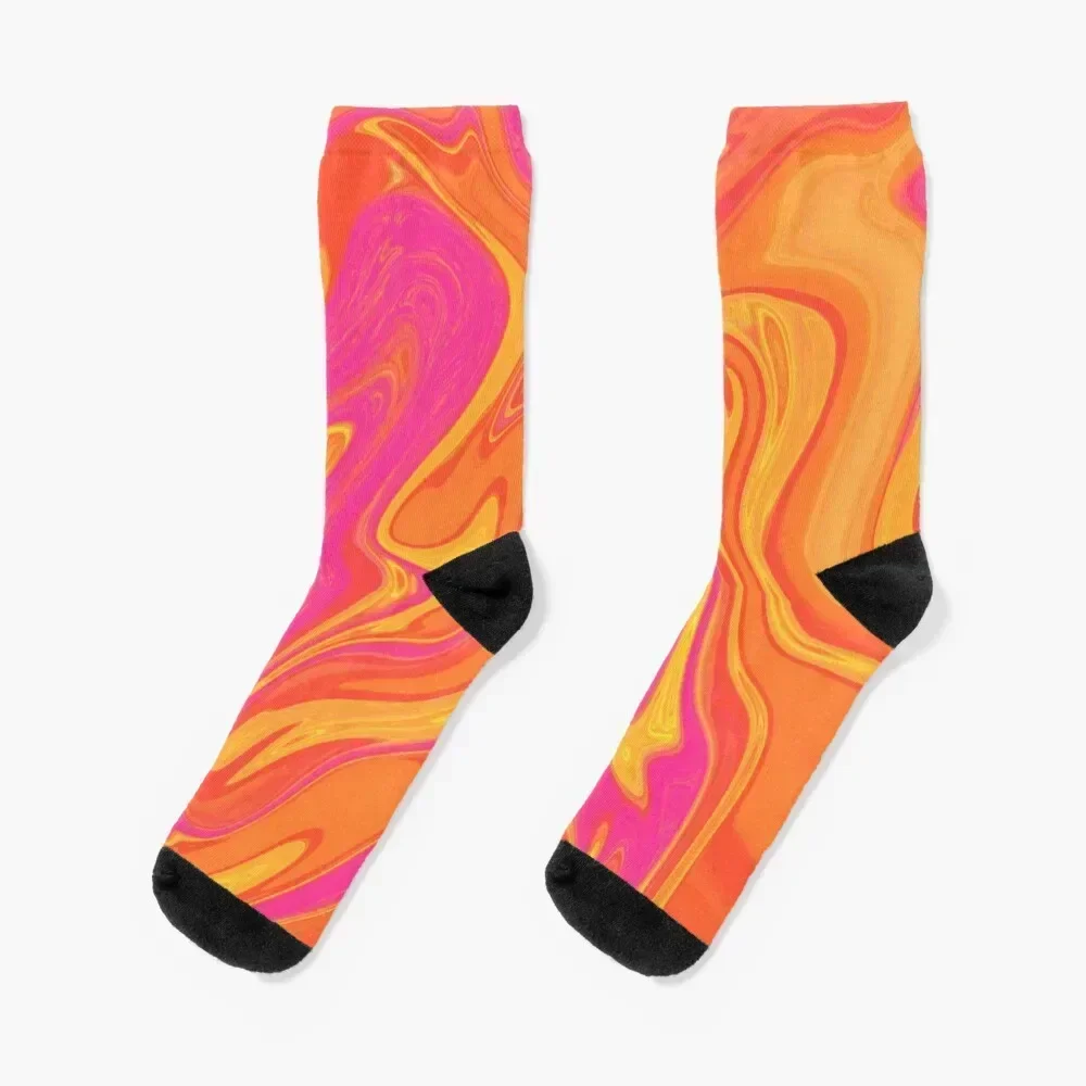 

Orange and Pink swirl Socks fashionable custom sports snow new year Socks Women Men's
