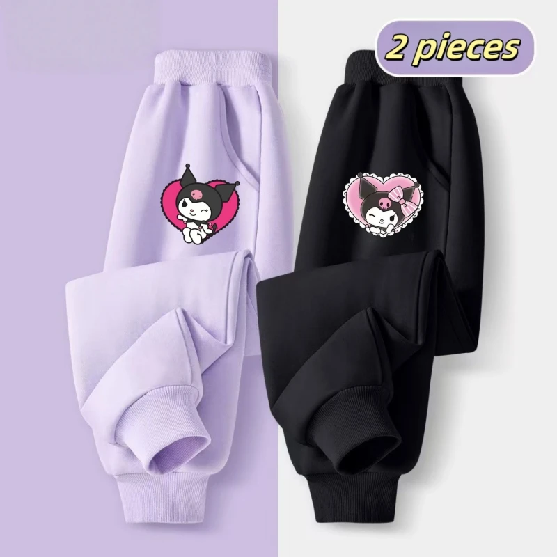 2 قطعة \ مجموعة الخريف طفل الفتيات ملابس الأطفال عارضة الكرتون سانريو كورومي السراويل المطبوعة طفل الرياضة أسفل رياضية #1