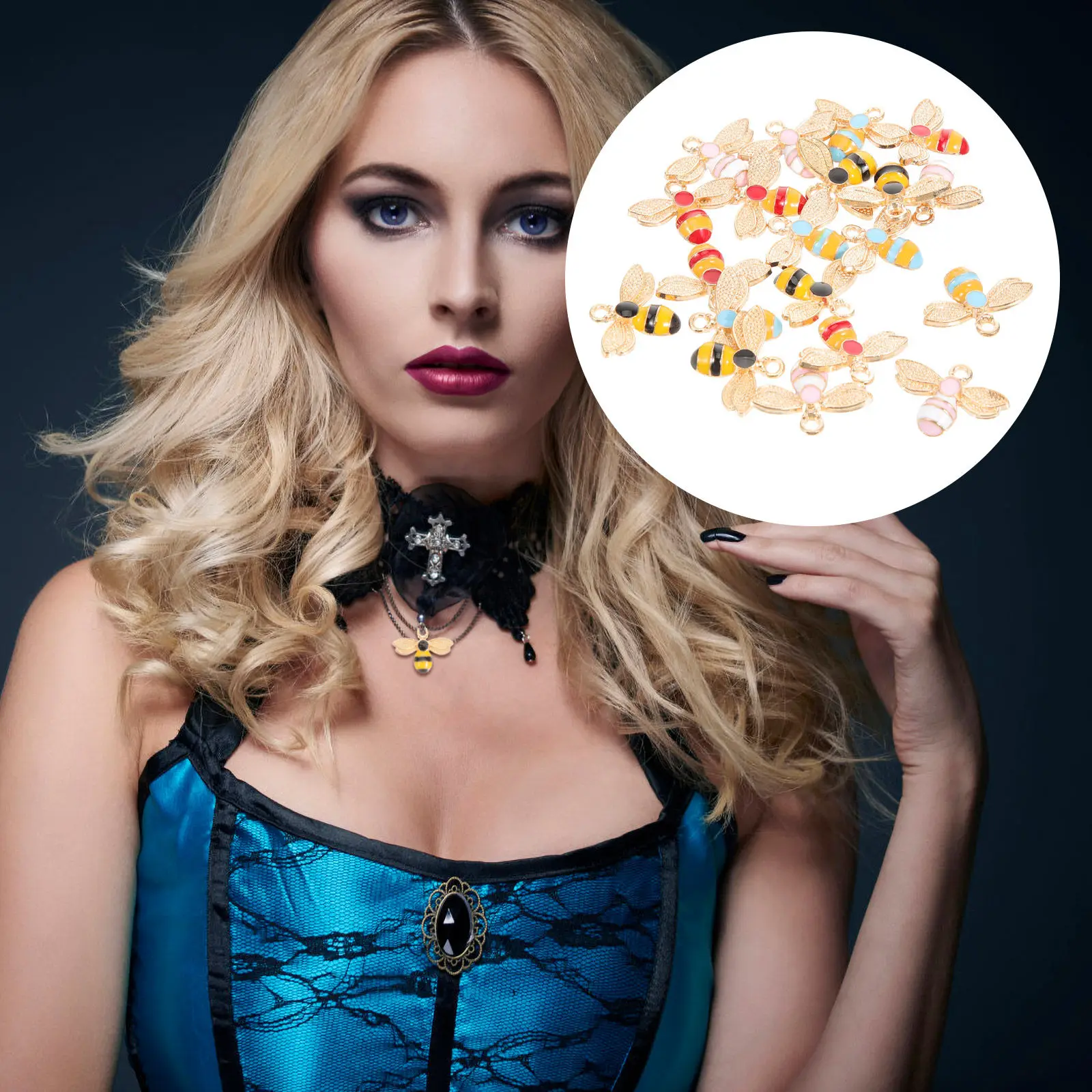 

20Pcs Bee Shape Pendants Charms Jewelry DIY Earrings Necklace Bracelet Metal Craft Accessories for Handmade Keychains