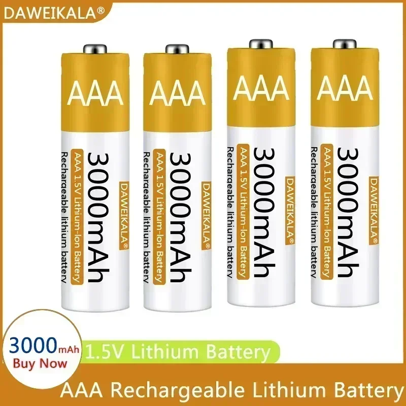 AAA Battery 1.5V Li-ion AA Rechargeable Battery 3000mAh AA Lithium-ion Battery for remote control mouse small fan Electric toy