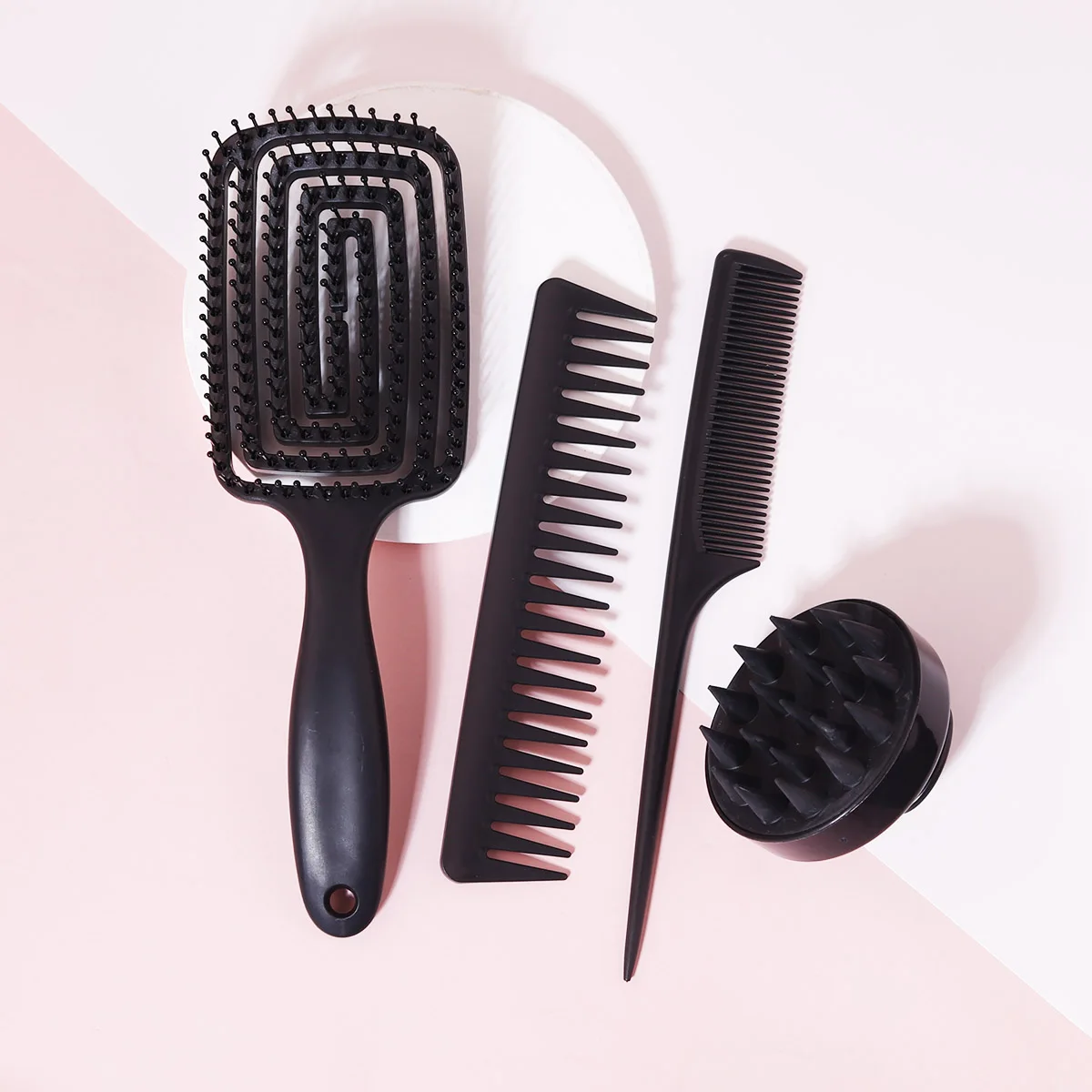 

4-piece men's and women's hair brush set, suitable for wet and dryt and thick hair brush set Special for real hair wigs