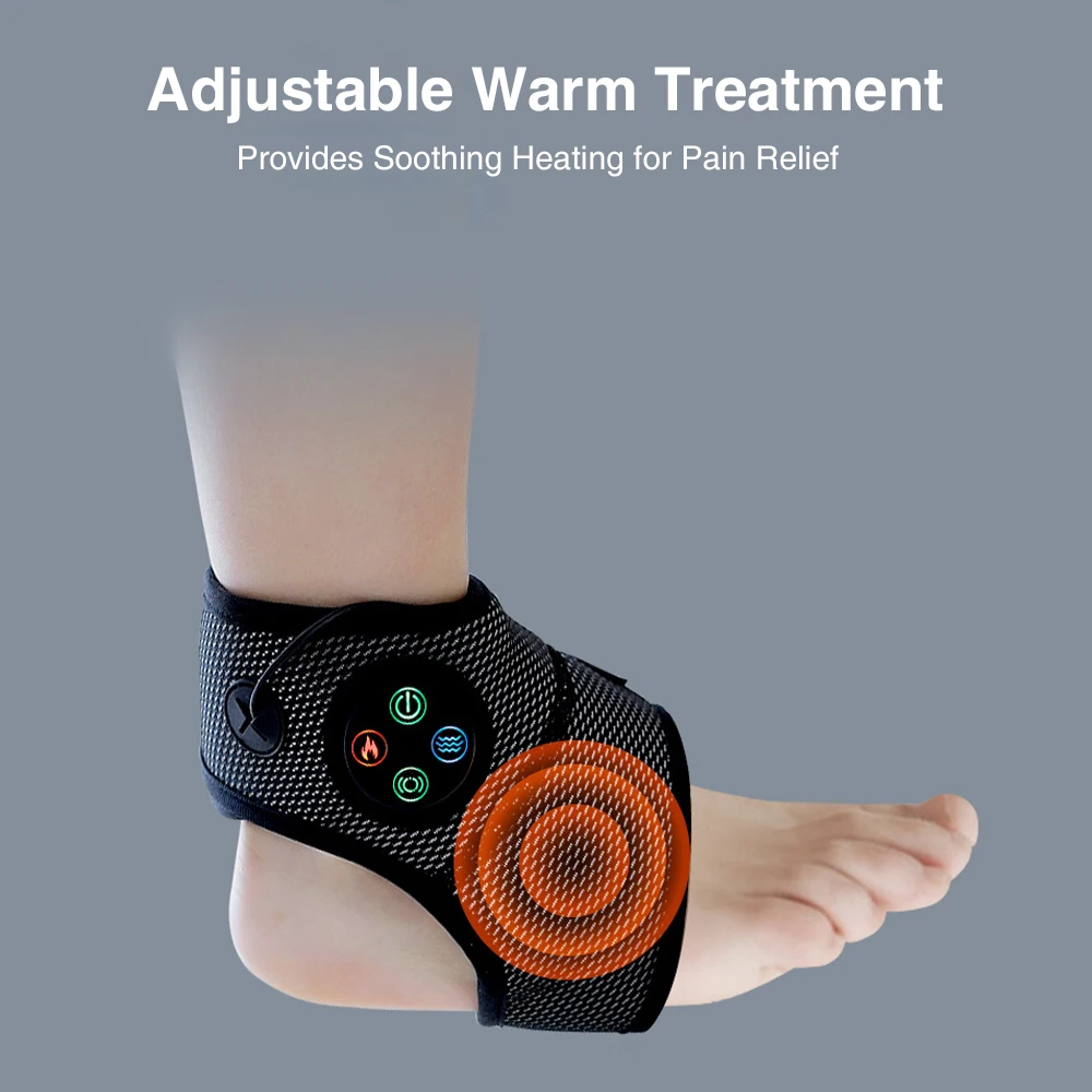 Electric Ankle Massager Smart Air Pressure Ankle Heating Pad Foot Vibrating Heating Brace For Relieving Achilles Tendonitis