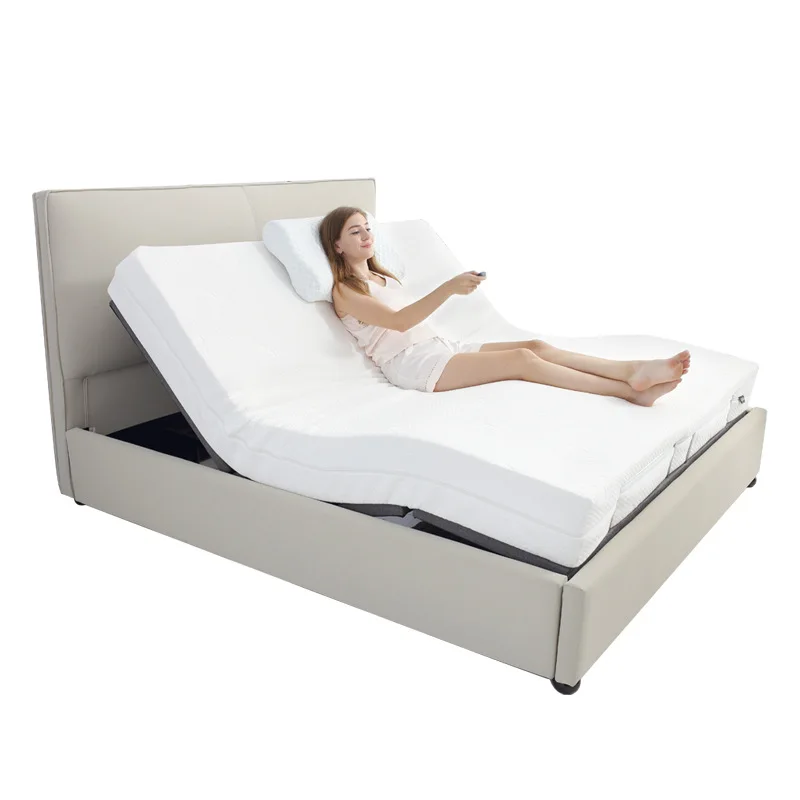 Colchão de massagem inteligente com elevador elétrico ajustável multifuncional, espuma de memória dupla