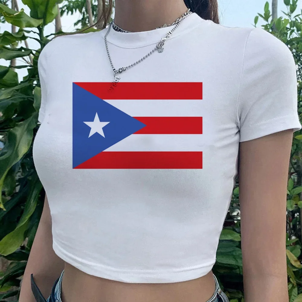 Puerto Rican T-Shirt Y2k 2000s Crop Top Cute Fashion Street Style Korean Harajuku   Anime Funny T-Shirt Girl Anime Manga Clothes