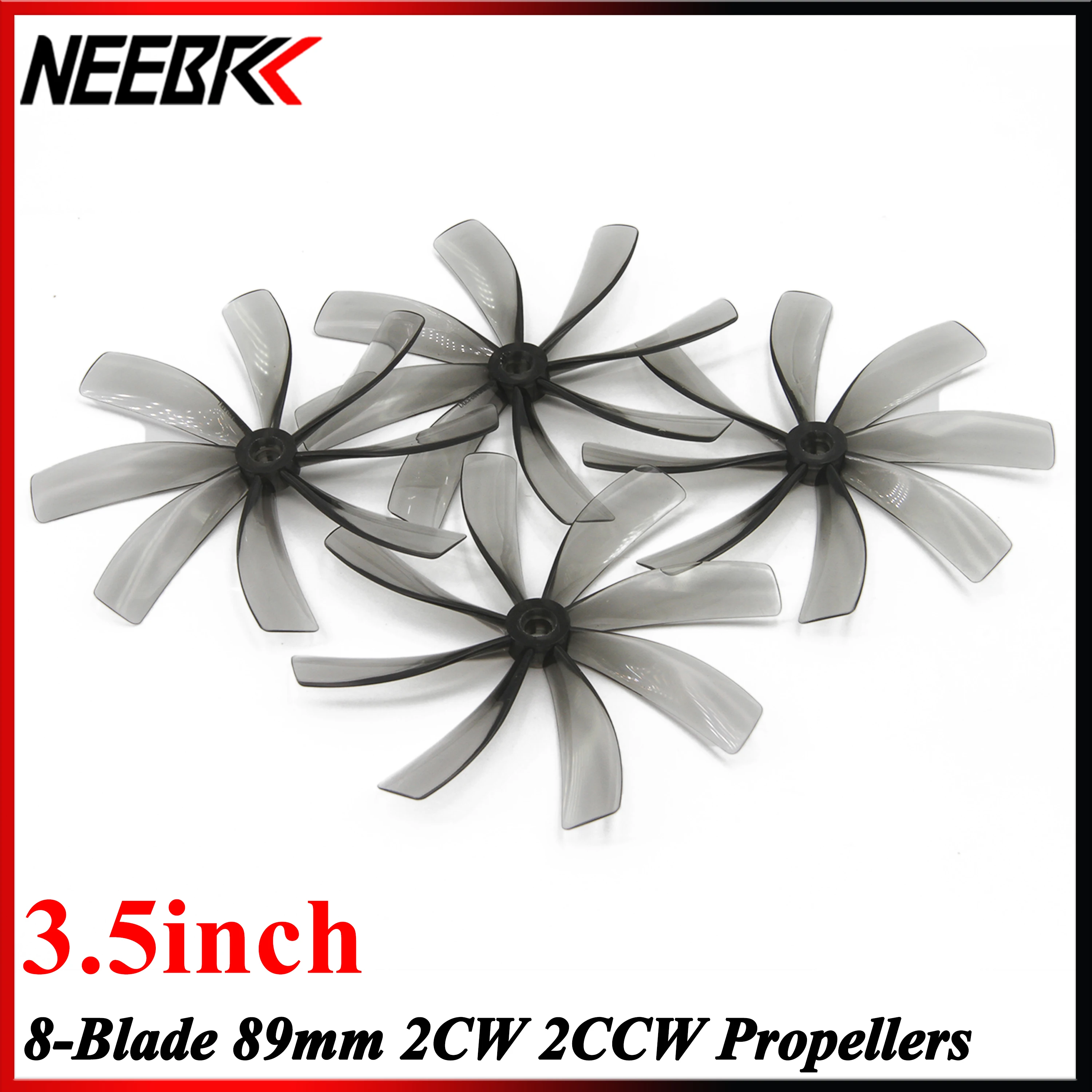 

NEEBRC 2 пары 89 мм 89x8 8-лопастной 2CW 2CCW 3,5 дюйма 5 мм пропеллер вала для FPV гоночного дрона квадрокоптера Cinewhoop DIY игрушечные детали