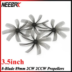 NEEBRC 2 Pairs 89mm 89x8 8-blade 2CW 2CCW 3.5inch 5mm Shaft Propeller for FPV Racing Drone Quadcopter Cinewhoop DIY Toy Parts