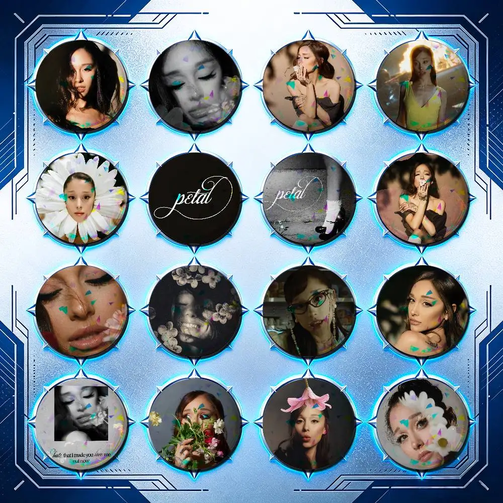 For A-Ariana PETAL G-Grande Badge Cover Custom Pin Insignia Emblem Round Button 58mm 44mm Laser Film