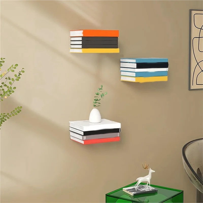 

ABNO-4Pcs Плавающие книжные полки Книжная полка Подвесные книжные полки для спальни Гостиная Офис