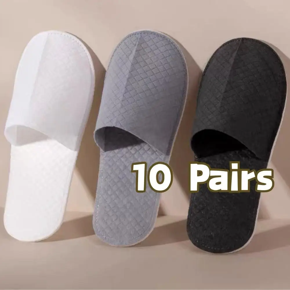 

HOT Cheap SPA Guest Slides 10 Pairs Hotel Slippers Disposable Hotel Bathroom Slippers Unisex Closed Toe Non-slip Hotel Slippers