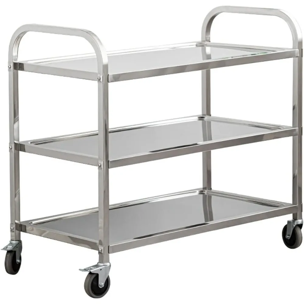 

Stainless Steel Utility Cart 37"x20"x37" 3-Tier Large Heavy Duty Industrial Serving cart with 360°Rotation Wheels Kitchen Island