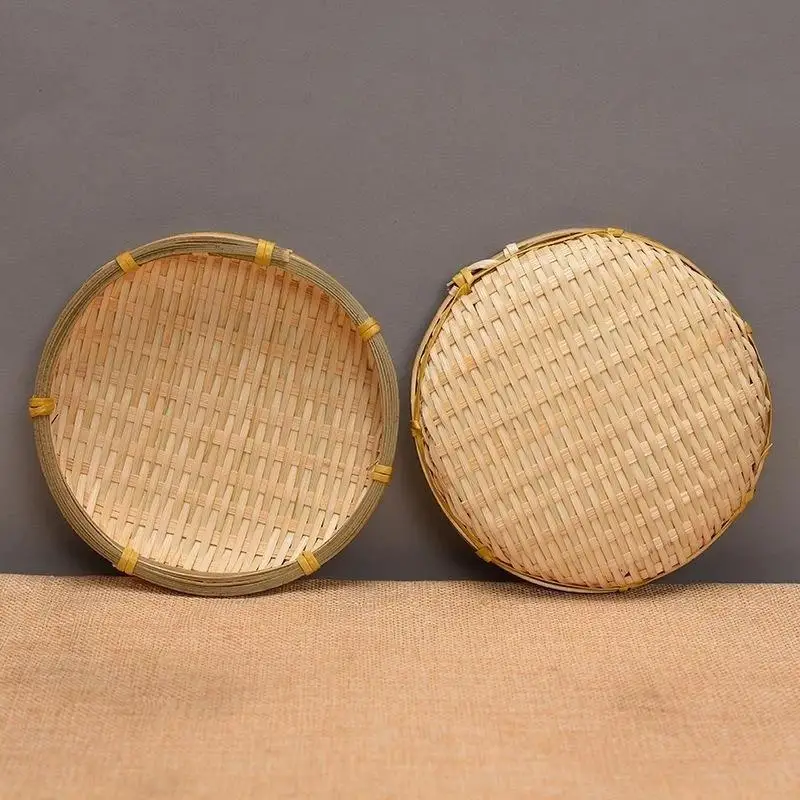 Handwoven Natural Bamboo Tray Sturdy Eco Friendly For Storage Serving Home Decor