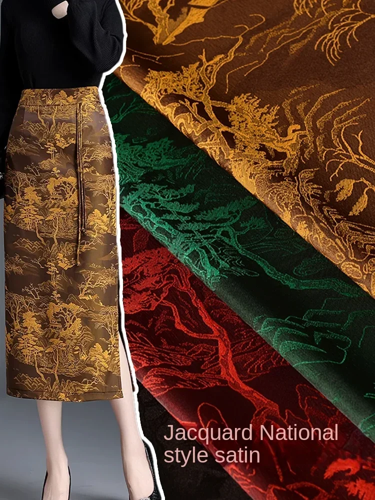 자카드 새틴 원단 부드러운 치파오 주름 방지 상의, 하프 스커트 의류, 바느질 원단 천 미터, DIY 소재