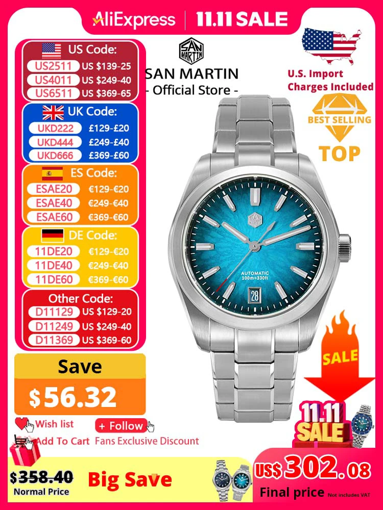 San Martin 36mm 39mm 42mm SN0144 JianZhan Gada Watch Miyota 9015 Original Design Chinese Dress Men Automatic Mechanical Watches