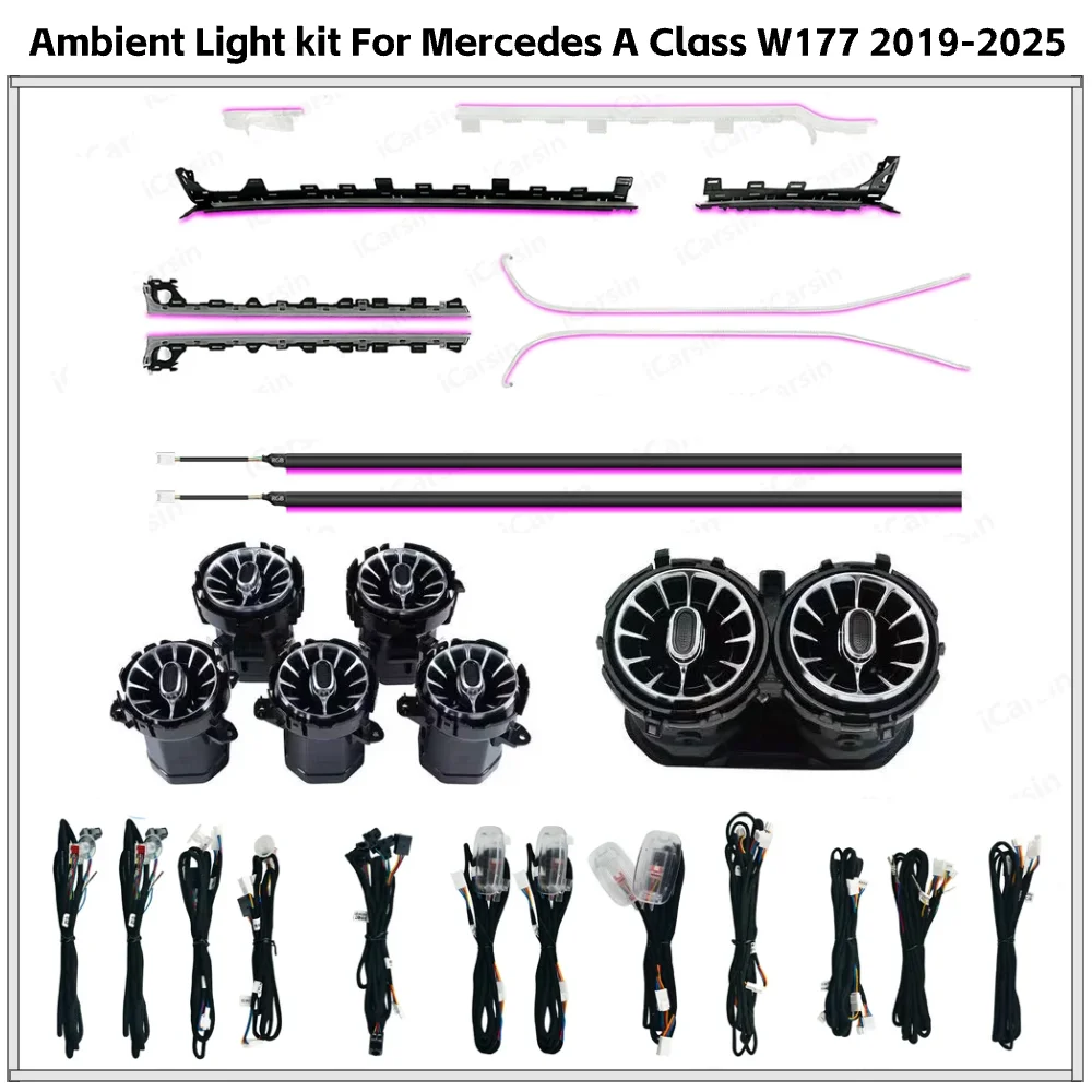 

APP Control 64 Colors Ambient Light for Mercedes A Class W177 2019-2025 Interior Atmosphere Lamp Upgrade Installation Kit