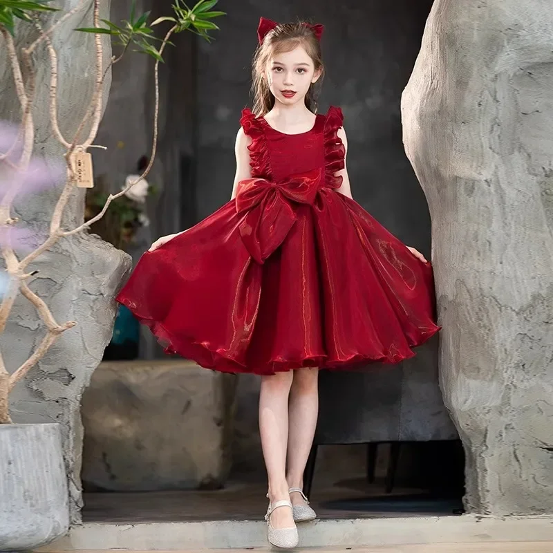 BP M Birthday Red Dress for Junior Girl Infant Bowknot Party Dresses Children Elegant Evening Ball Gown Kids Gala INFANT Clothes