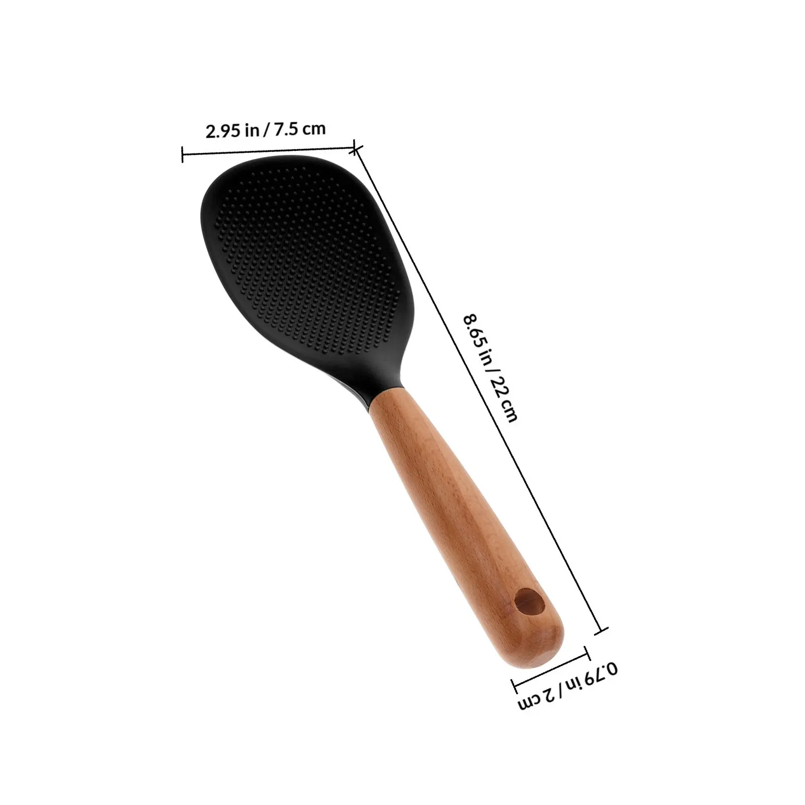 Rice Paddle Black Standing Rice Spatula Non Stick Serving Spoon Silicone Cooking Spoon Wood Handle Kitchen Utensil for Sushi