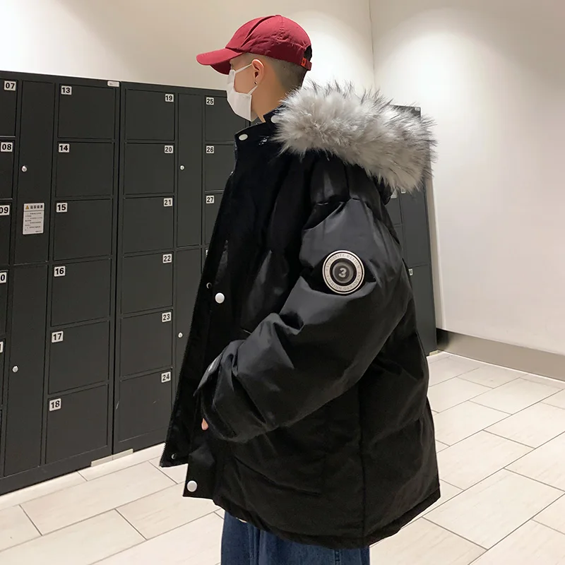 

Утепленная зимняя хлопковая куртка для мужчин: модное рабочее пальто с большим меховым воротником, теплое, морозостойкое, для северо-восточных регионов