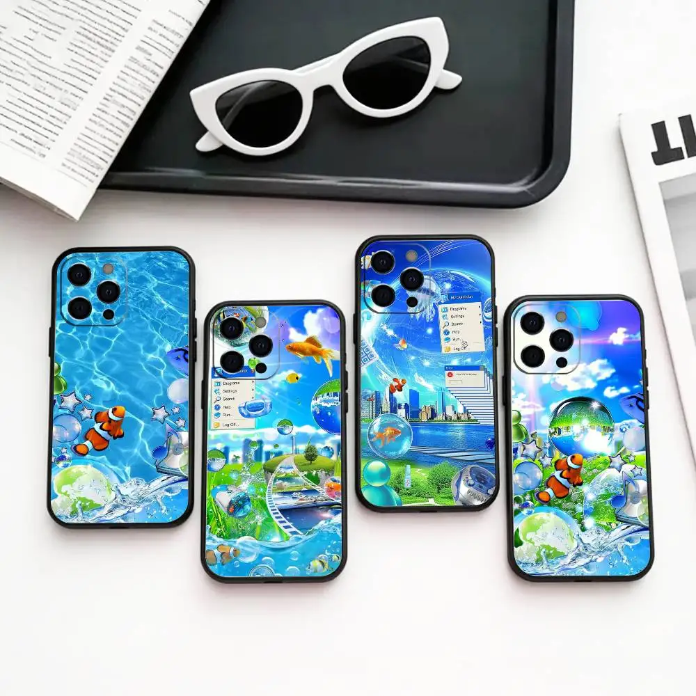 

Frutiger Aero Aqua N-Nostalgia Phone Case Silicone Soft For IPhone 17 16 15 14 13 12 11 X XR Plus Pro Max Plus