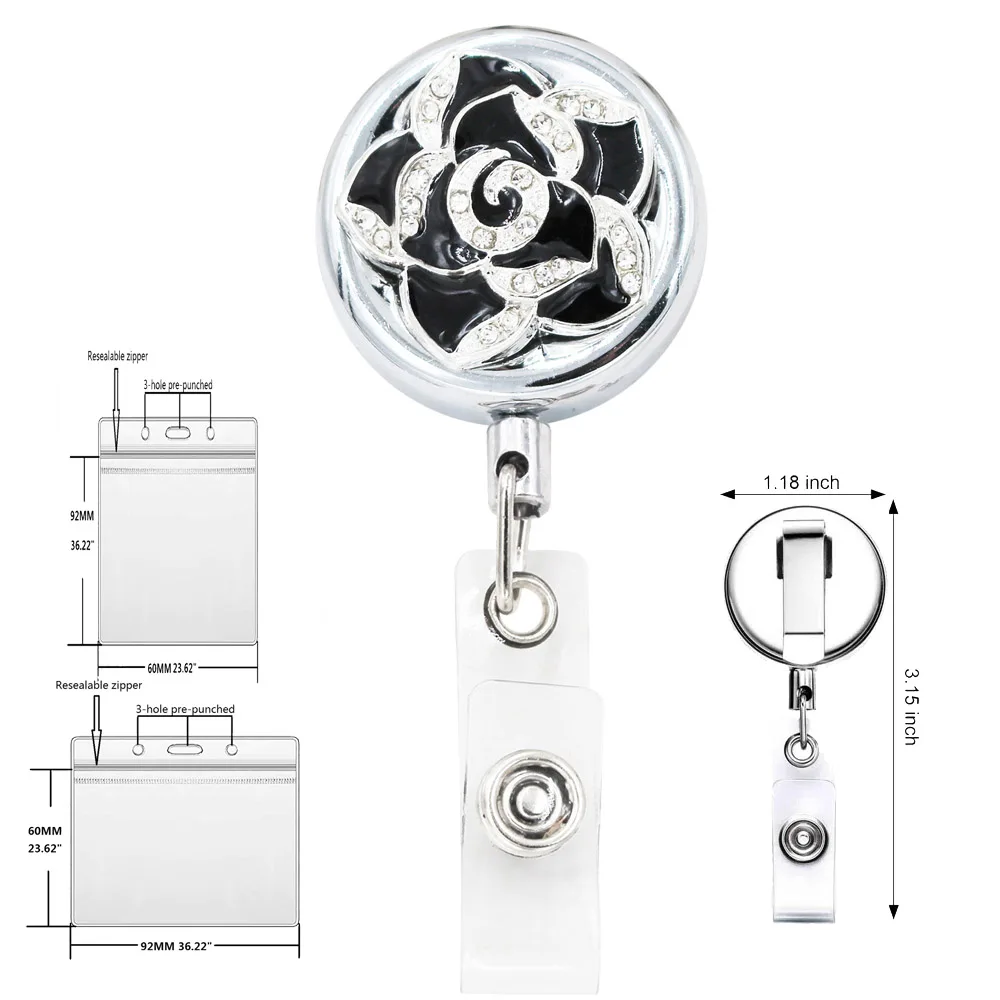 Nurse Badge Name Plate Door Id Holder Heavy Duty Retractable Reel Belt Clip Steel Cord Metal Case Release Hook