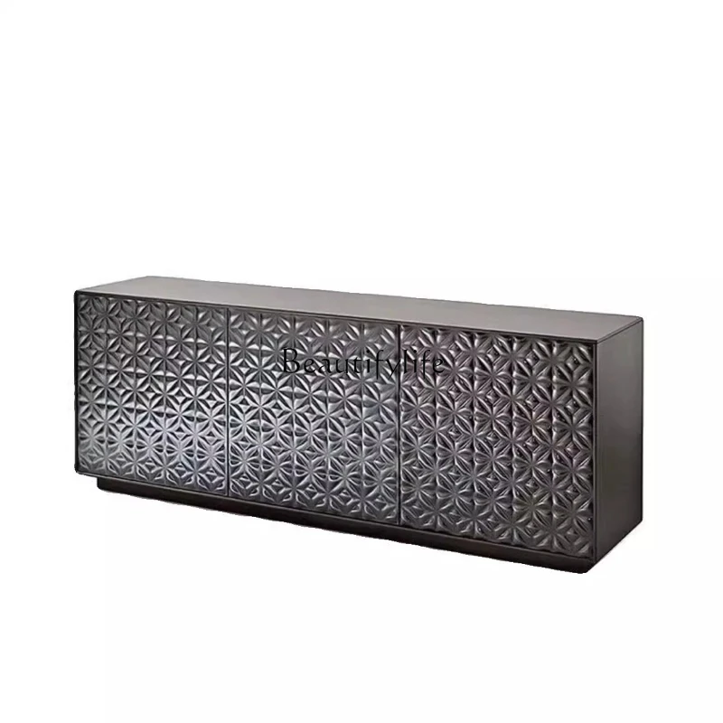

Italian light luxury solid wood TV cabinet high-end storage wall storage cabinet