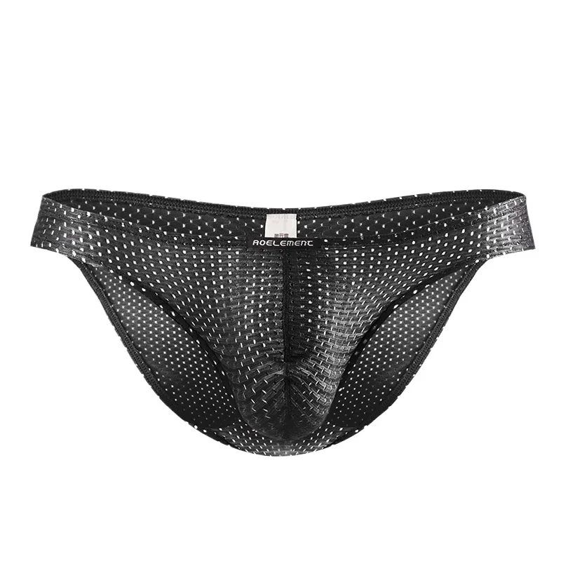 

Skinny Ice Silk Transparent Panties Men's Small Triangle Panties Mesh Eyes Sexy Youth Panties Breathable Trendy Thin Shorts