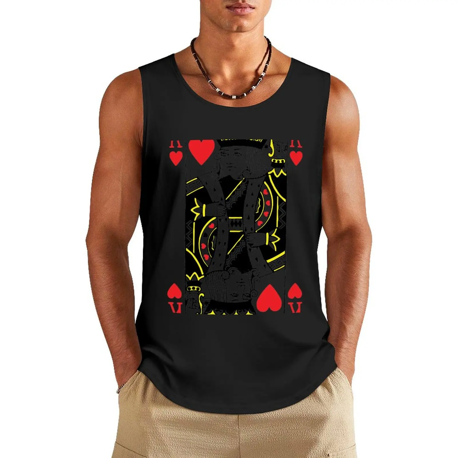 

King of Hearts Playing Card Tank Top Мужская футболка аниме спортивная рубашка без рукавов мужская