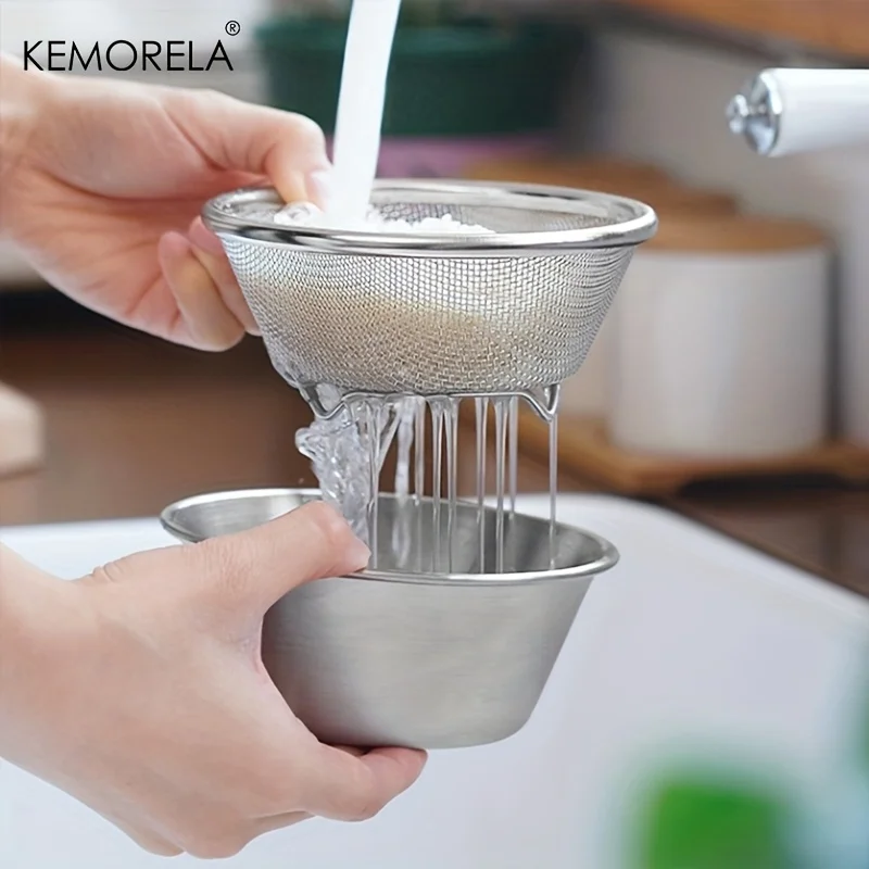2 in 1 Stainless Steel Strainers with Micro-Perforated Mesh Dishwasher Safe Easy-Clean Design for Washing Vegetables Fruits Rice