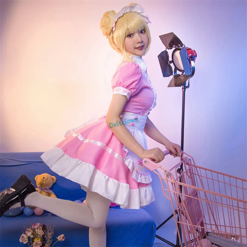ss13Black Pink Maid Outfit Men Women Sweet Gothic Lolita Anime Cosplay Costume Apron Dress Uniform Plus Size Halloween Cos