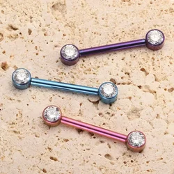 ASTM F136 Titanium Nipple Tongue Ring Barbell Straight Piercing Anodized Sexy Pink Nipple Piercing Jewelry for Men and Women
