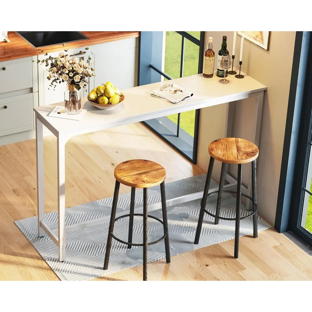 Counter Height Bar Table, Rectangular High Top Kitchen & Dining Counter Tables with Sturdy Legs & Easy-to-Clean Top, Indoor use,