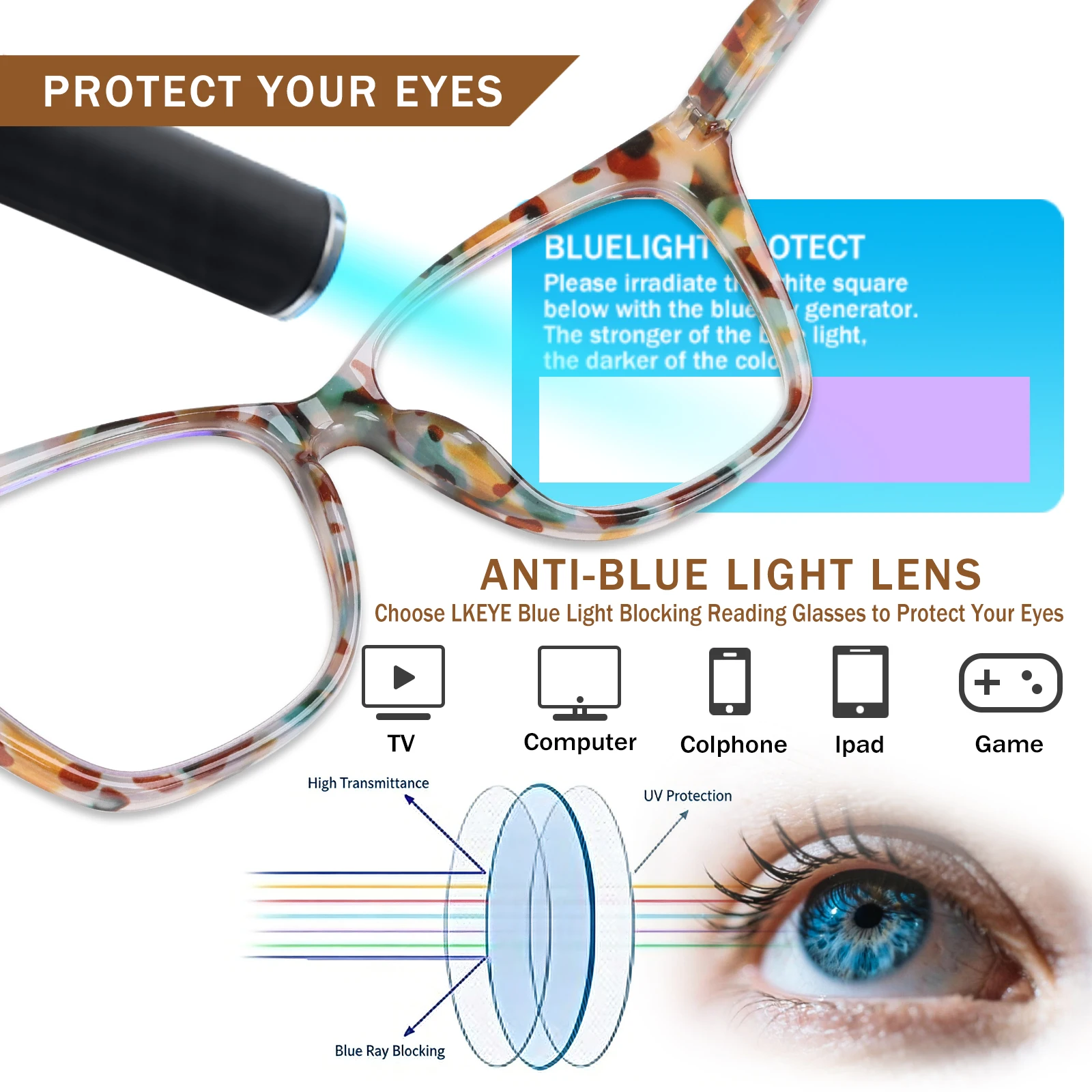 CLASAGA Anti Blue Light Reading Glasses 3 Pairs Fashion Ladies Readers Spring Hinge with Pattern Print Eyeglasses for Women