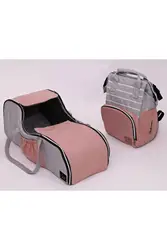 Portbebe Main Lap Stroller Baby Carriage Mother Baby Care Bag Dual Set Striped Gray-pink