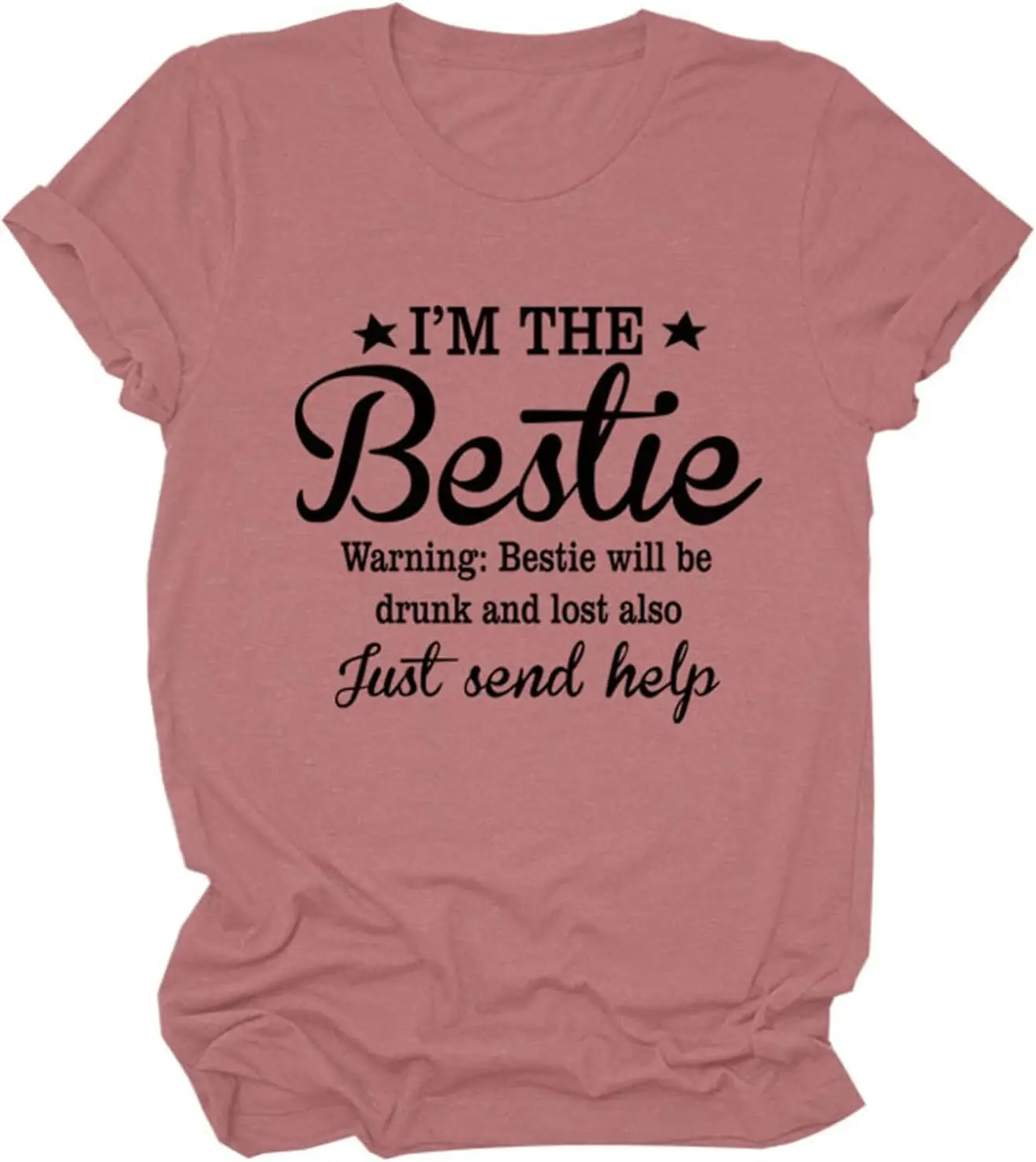 I'm The Bestie T Shirts Funny Best Friend Shirts Womens Casual Short Sleeve Crew Neck Tees Funny Letter Printed Tops