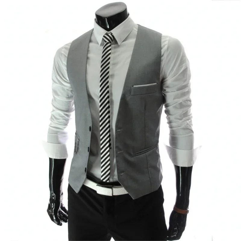 2023 New Fashion Men's Casual Slim Wedding Banquet Gentleman Style Suit Vest Waistcoat