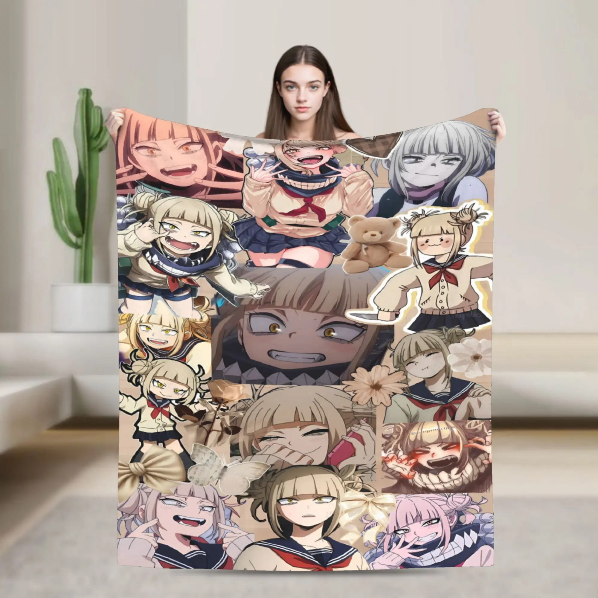 Soft Blanket Camping Anime Himiko Toga Throw Blanket M-My Heros A-Academias Flannel Bedspread For Home Decor Sofa Bed Cover