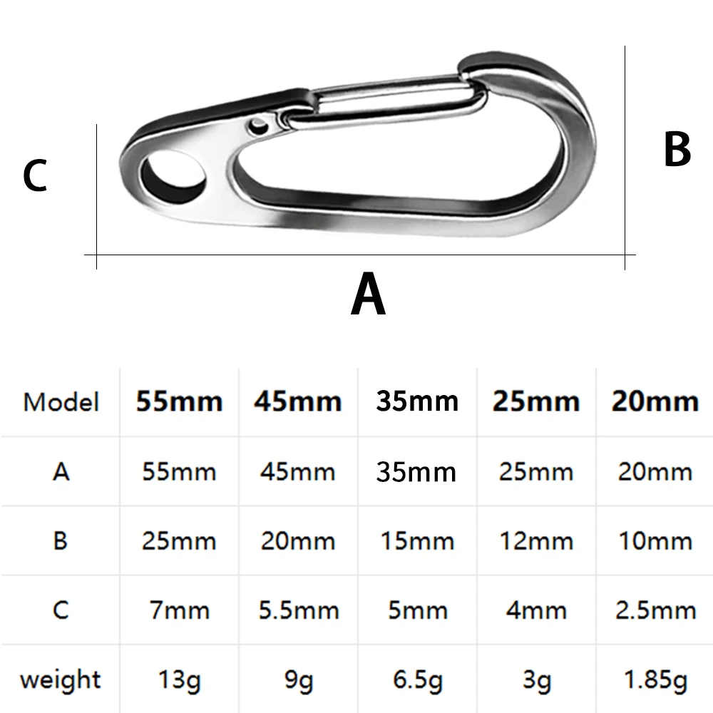 Stainless Steel Keychain Metal Lobster Clasp Buckle Outdoor Camping Mountaineering Buckle Mini D-type Backpack Buckle Tool Clips