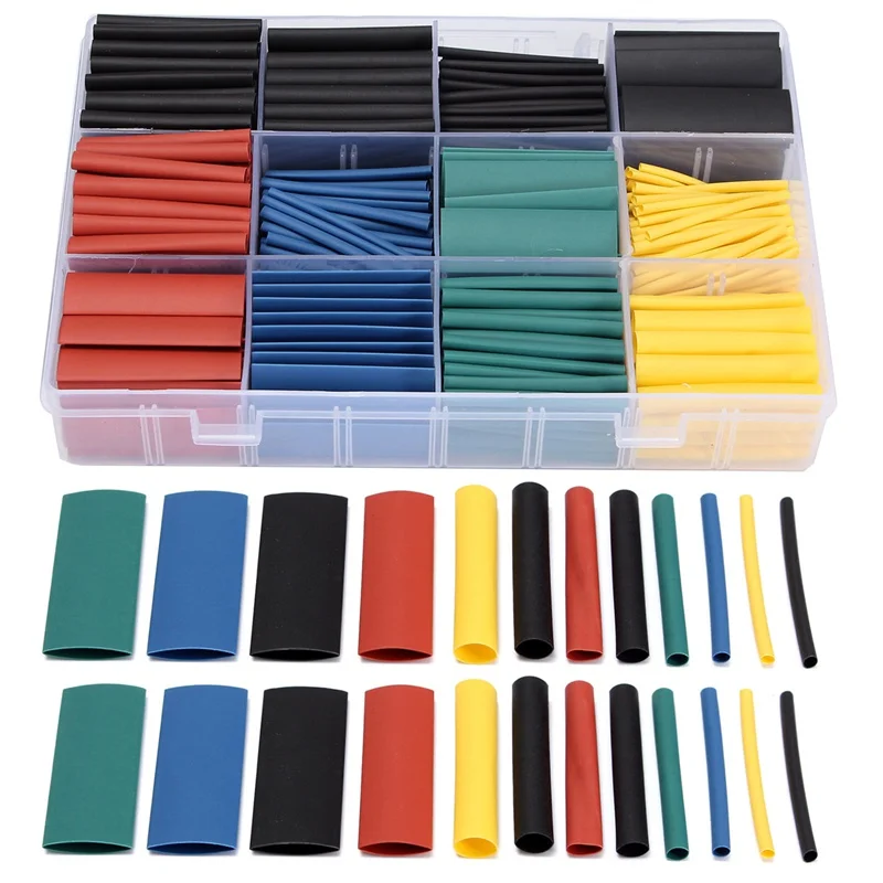 

530pcs Heat Shrink Cable Sleeves Thermoresistant Insulation Shrinkable Tube Assortment Polyolefin Wrap Wire Cable Sleeve Kit