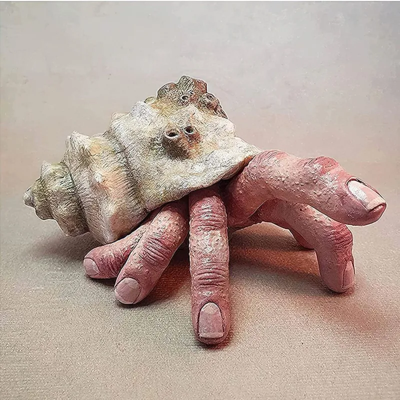 Resin Finger Crab Creepy Weird Realistic Horror Model Statue Craft Handmade Statue Sculpture Modern Figurines Home Decor