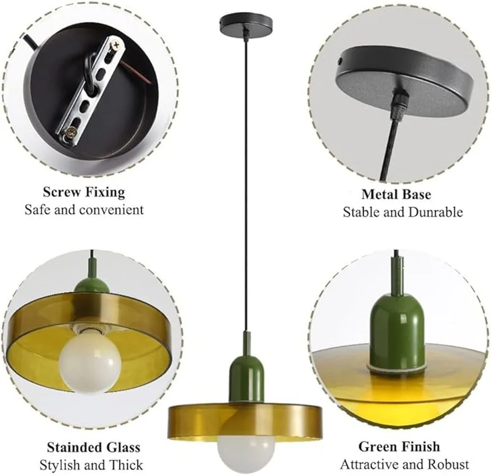 Stylish Green Pendant Light Mid Century Modern Aesthetic Fully Adjustable Length Open Spaces Layered