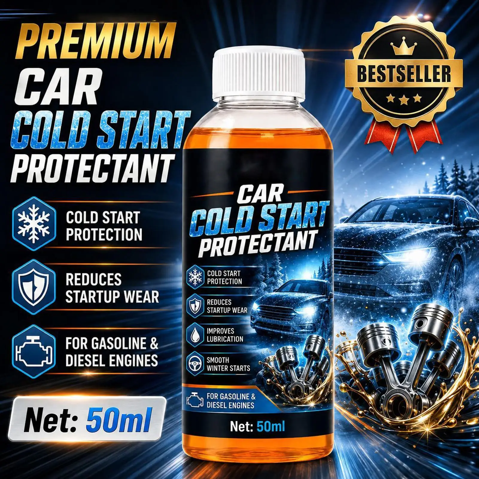 Engine Restore 50ml Long-Lasting Winter Lubrication Lube System Winter Engine Oil Additive For City Traffic Highway Driving Cold
