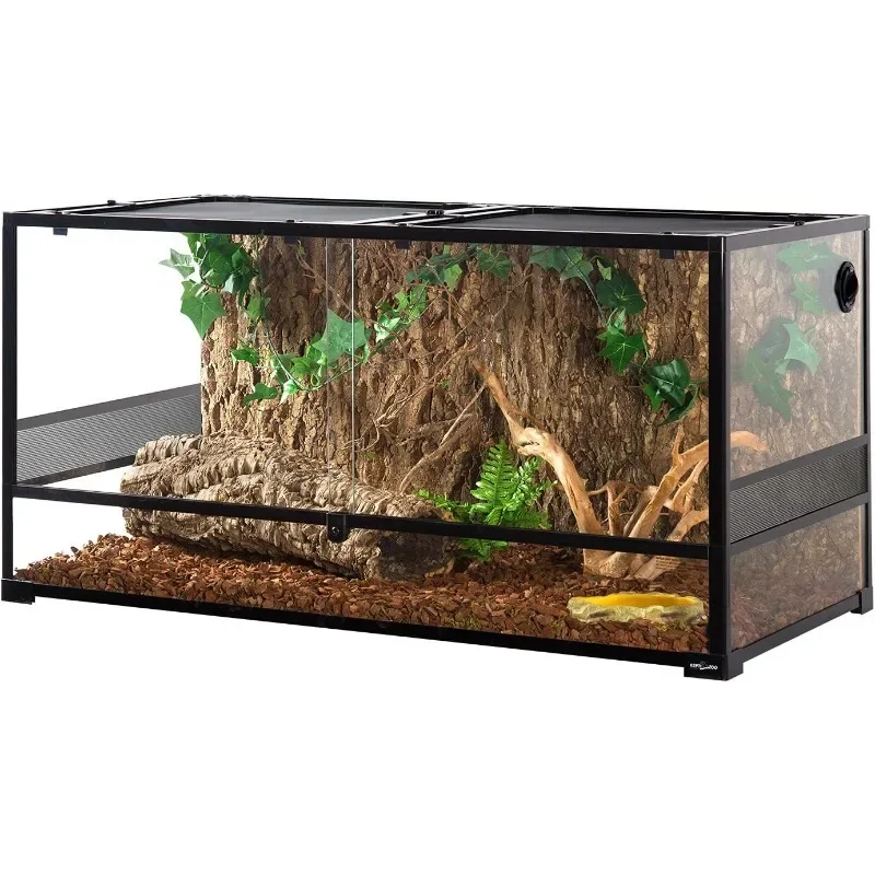 

REPTI ZOO Large reptile terrarium, reptile enclosure with sliding door top screen ventilation and anti escape cover