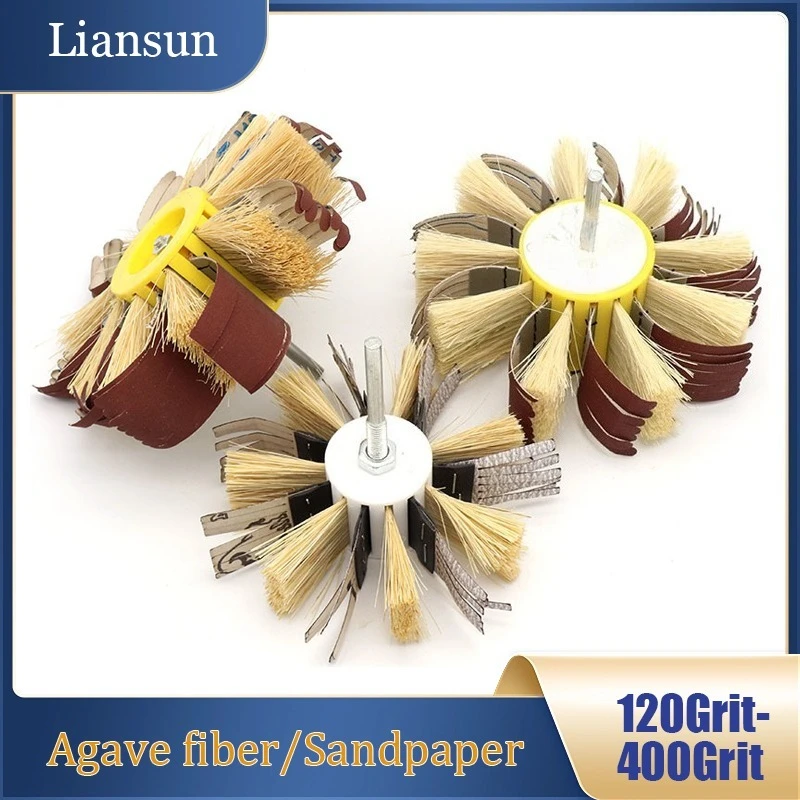 

120-400 Grit Sandpaper Sisal Sanding and Polishing Wheel Drill Sanding Cloth Polishing Wheel Flange Rust Removal Groove Profile