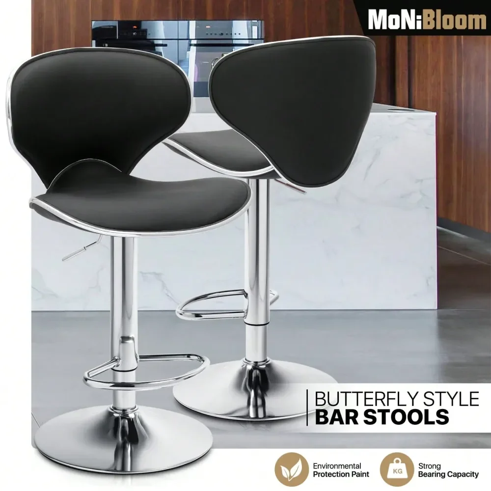 

Bar Stools Sillas Para Barra AltaCounter Height Bar Stools Set Of 2, Modern PU Leather Barstool W Backrest And Footrest For Bar,