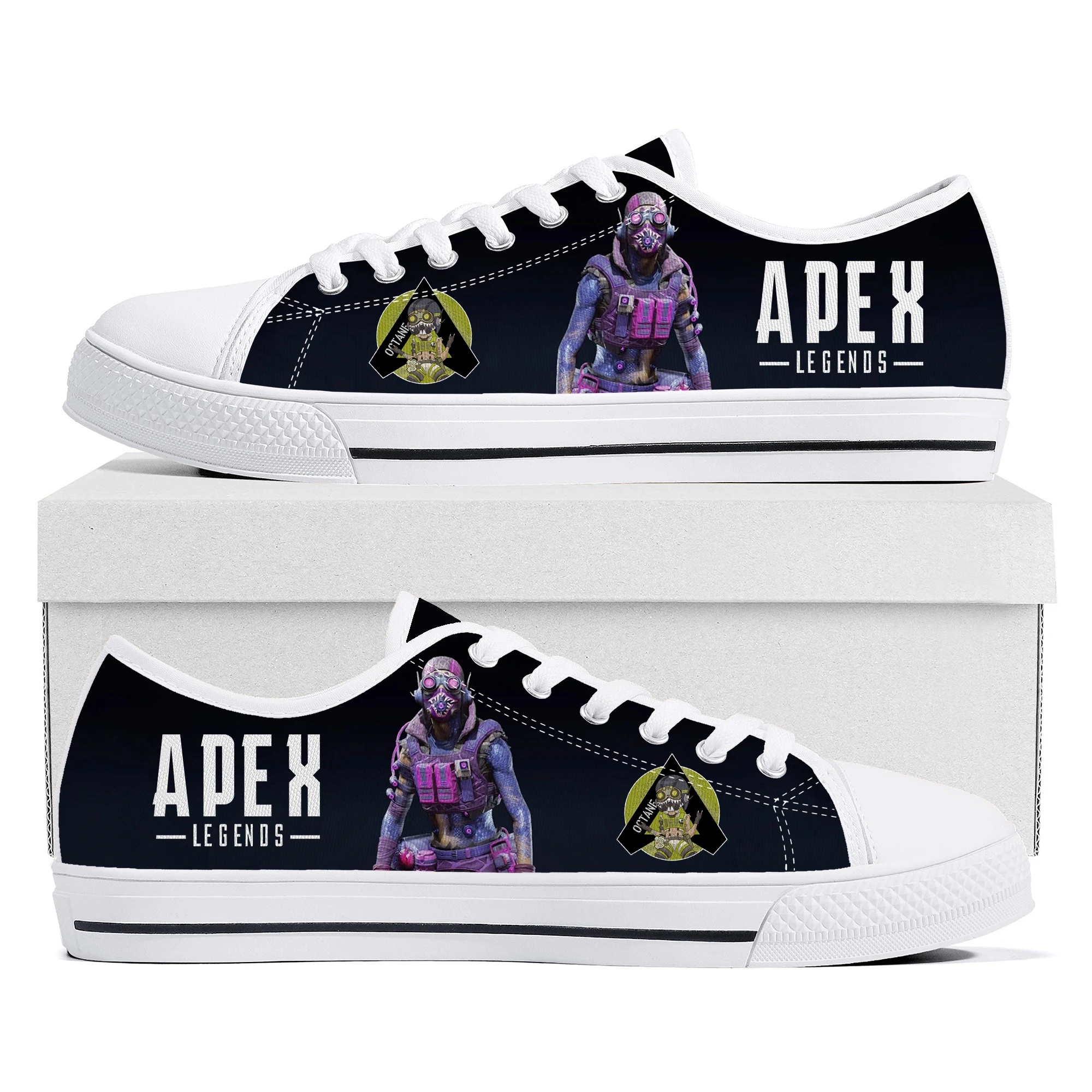 Cartoon Game Apex Legends Octane Low Top Sneakers Womens Mens Teenager High Quality Canvas Sneaker Couple Custom Built Shoes