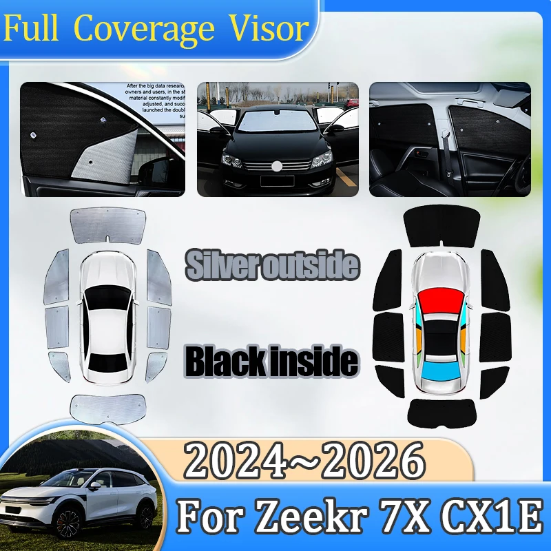 

Аксессуары для Zeekr 7X CX1E 2024 2025 2026, автоматические солнцезащитные козырьки, термоизоляционные солнцезащитные козырьки, анти-УФ-автомобильные аксессуары
